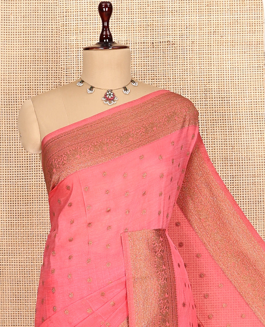 Peach Fancy Crepe Saree