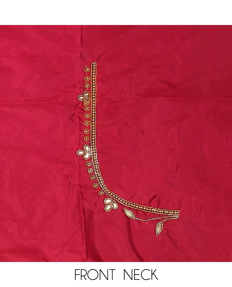 Red floral aari embroidered material blouse