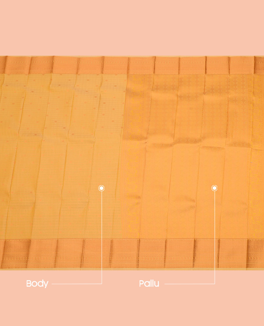 Sandal Budget Silk Saree, Sparsely Woven with Zari Buttas and Checks All Over Its Body, Highlighted by a Traditional Zari Design Border, Sparsely Woven Pallu, and Paired with a Matching Blouse