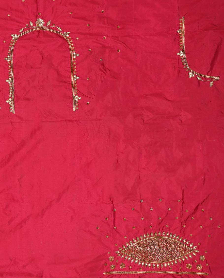 Red floral aari embroidered material blouse