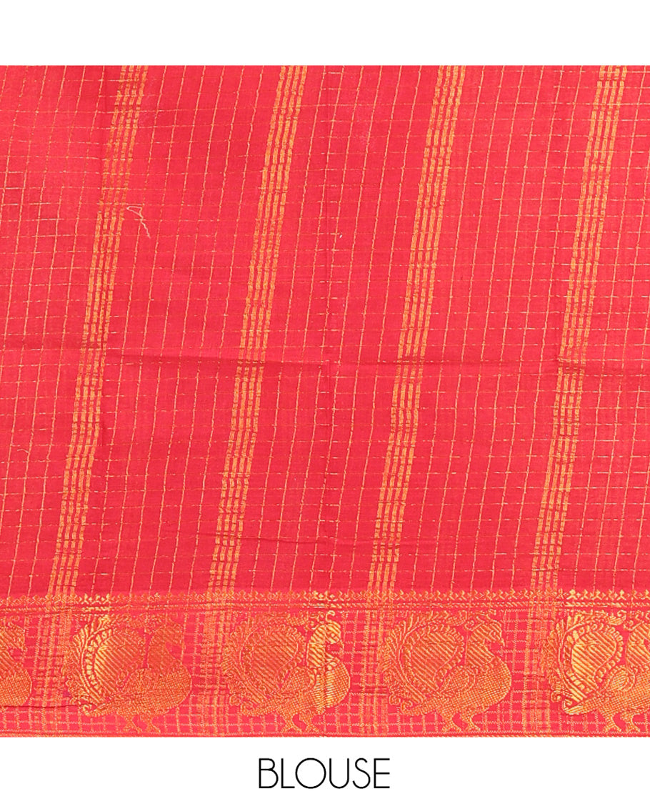 Coffee Brown Plain Sungudi Cotton Saree