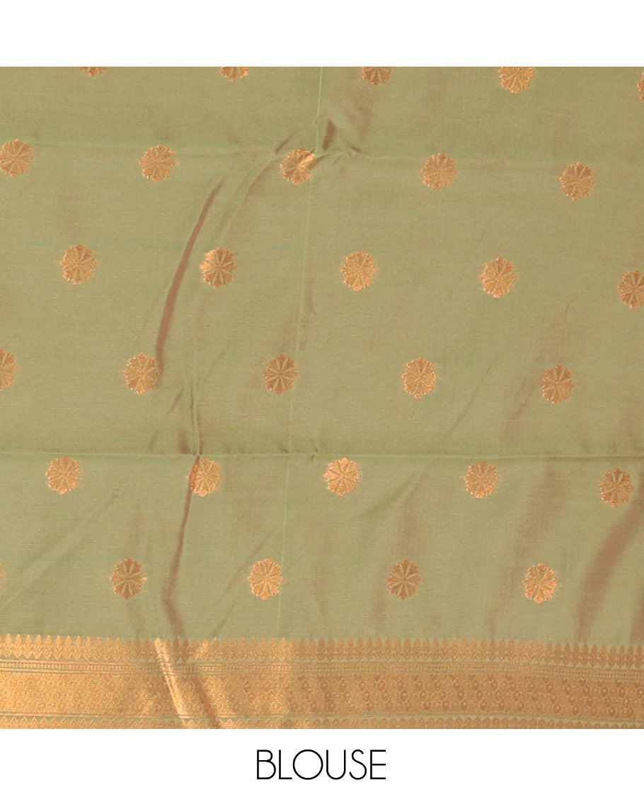 Pink Burberry Checked Litchi Saree, a Contrast Rettai Pettu Border, Grand Pallu, Contrast Blouse