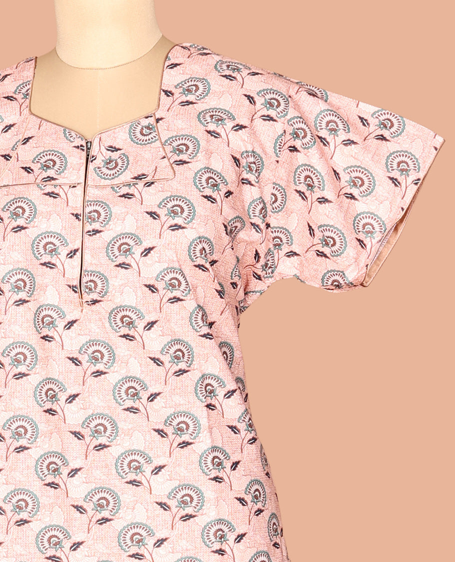 Baby Pink Cotton-Blended Nighty