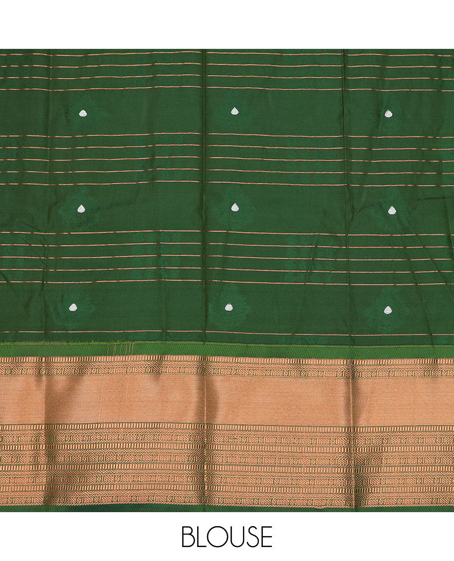 Rosemilk pink art silk pavadai material set, zari design pavadai with contrast blouse & traditional zari border