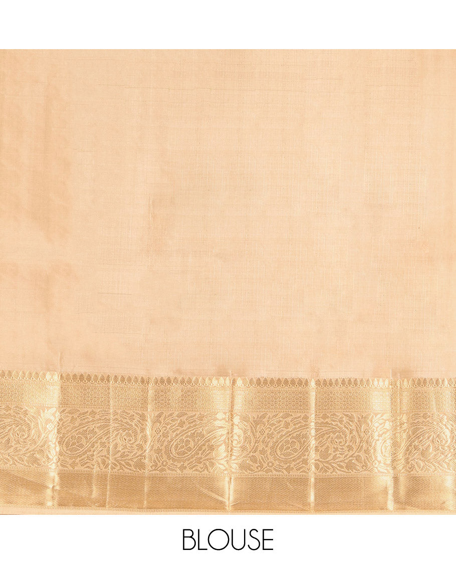Pink Vasundhara Lite Silk Mix Saree, Decorated with Zari Buttas, Complemented by a Contrast Border of Thilakam Mokku, and Paisley Designs, Intricate Pallu, and a Contrast Blouse
