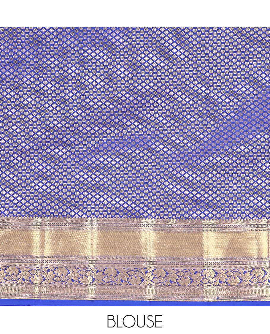 Ink Blue Budget Silk Saree, Decked Up with Jacquard Design, a Zari Border, Grand Pallu, and a Matching Blouse