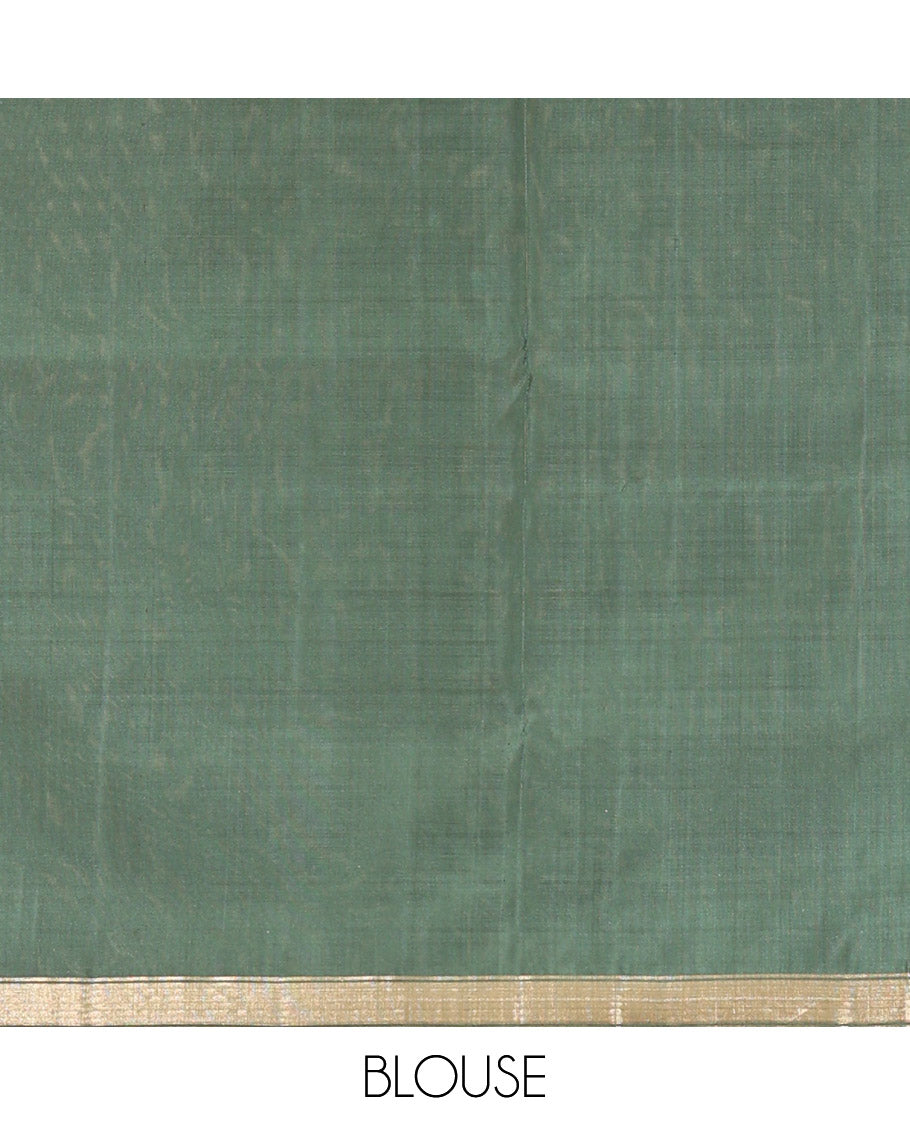 Green Mayuri Soft Silk Saree, Entralled with Zari Buttas All Over Its Body Highlighted iby Zari Piping Border, Intricately Designed Pallu and Paired with a Matching Blouse