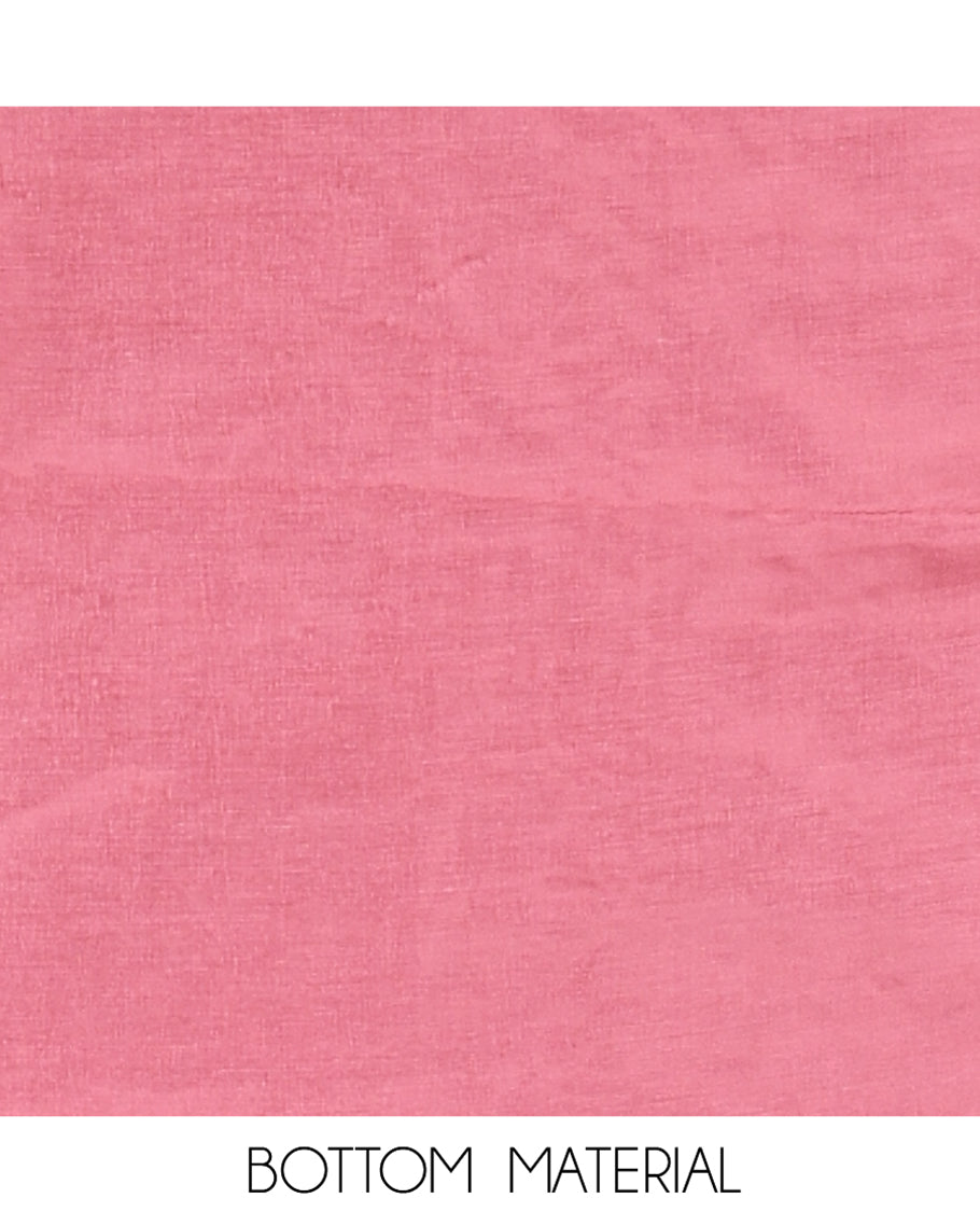 Onion Pink Mul Chanderi Material Chudidar Set, Floral Embroidered Top, Plain Santoon Bottom, and Scallop Embroidered Dupatta