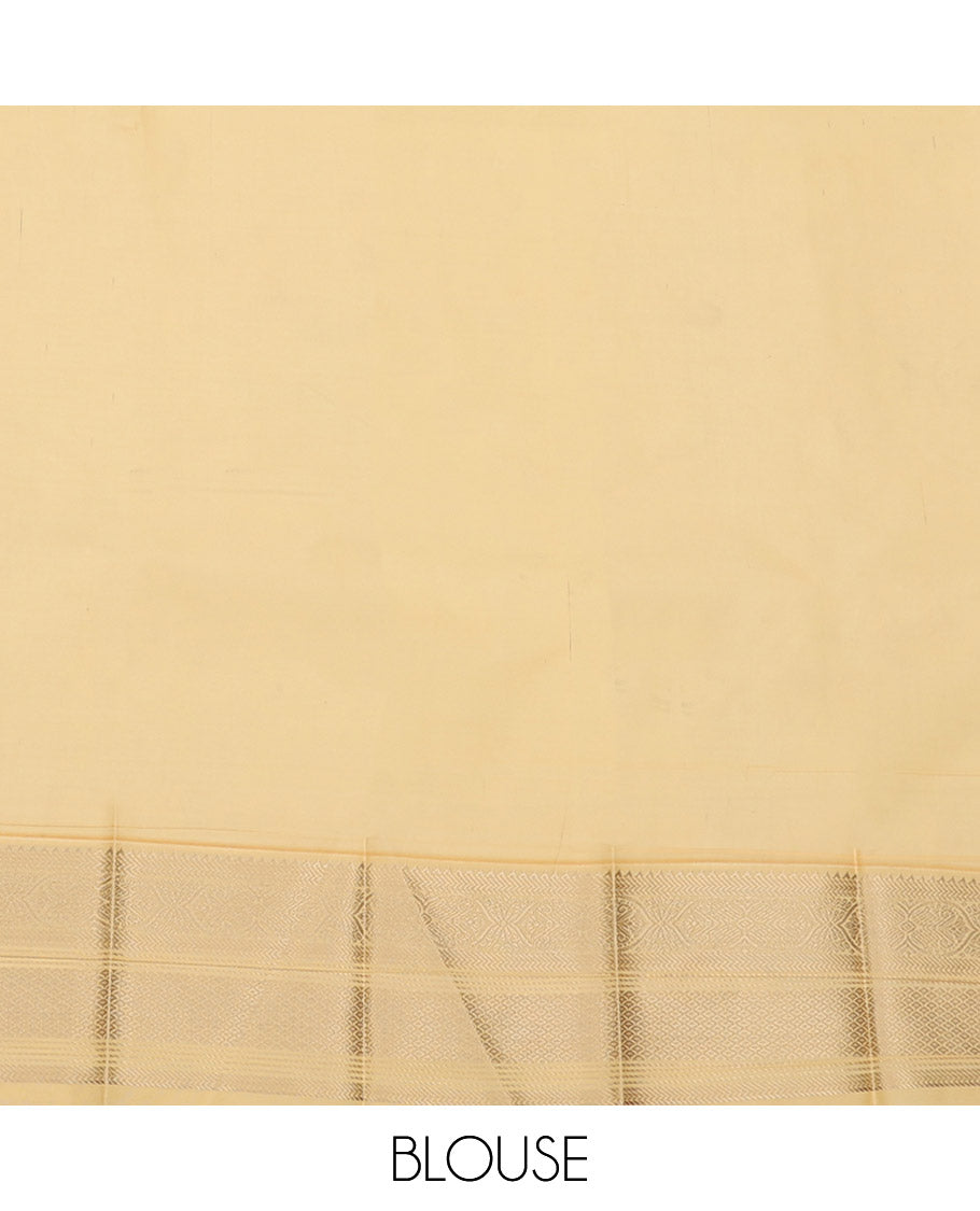 Brown Budget Silk Saree, Embellished with Zari Designs, Complemented by a Contrast Traditional Zari Border, Sparsely Woven Pallu, and a Contrast Blouse