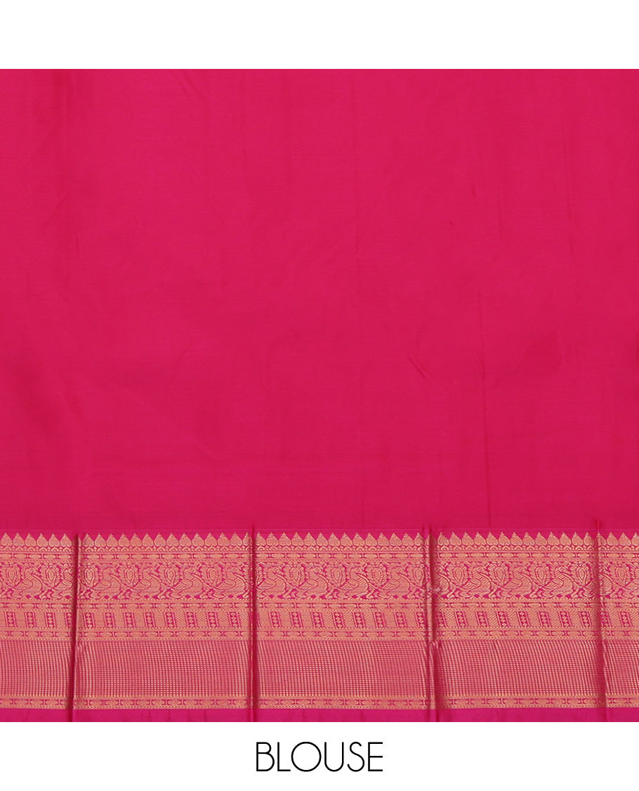 Brown Budget Silk Saree Featuring Zari Buttas, a Contrast Traditional Zari Border, Grand Pallu, and a Contrast Blouse