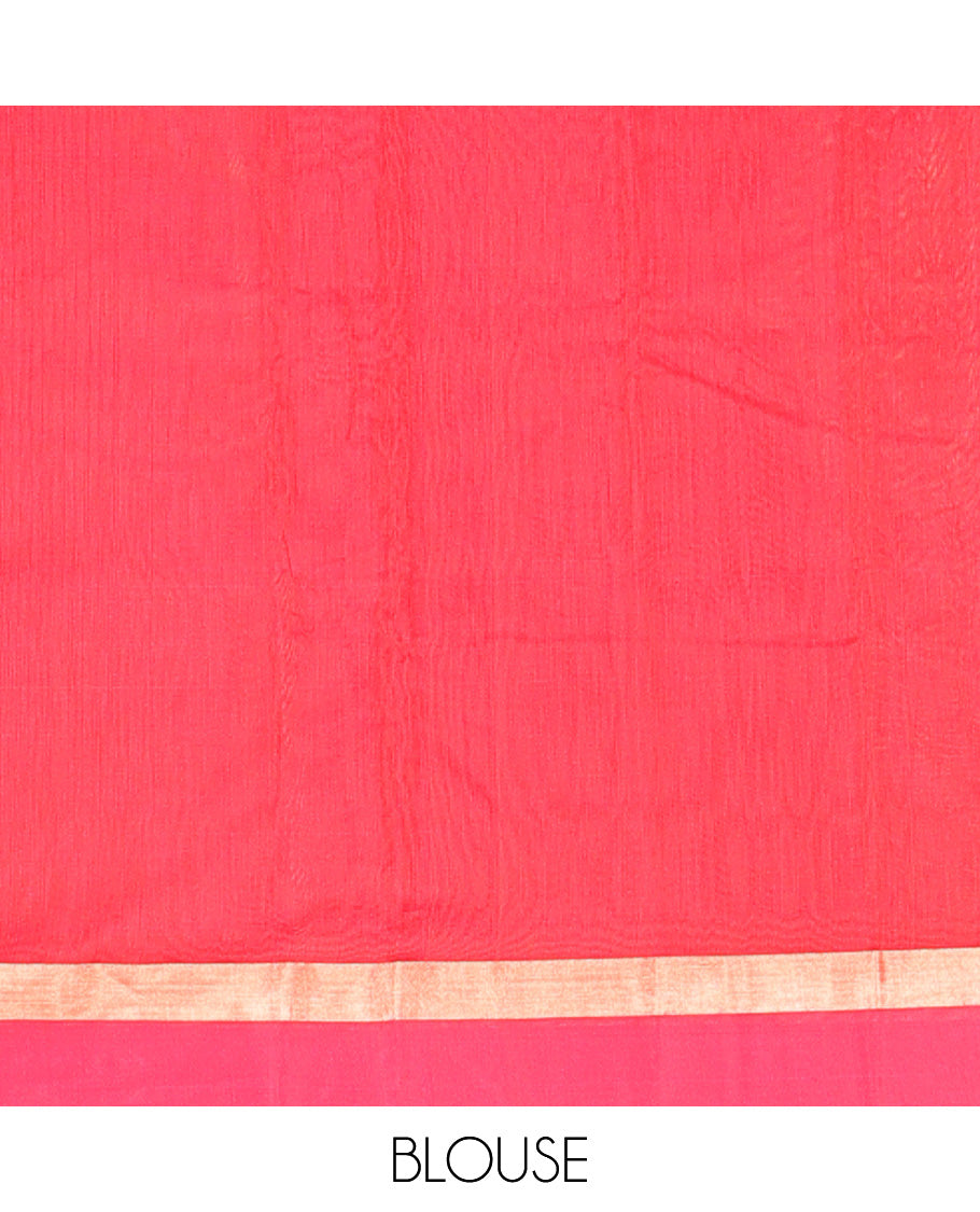 Orange Plain Silk Cotton Saree