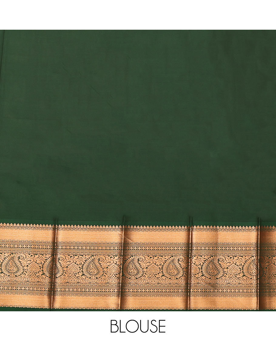 Peach Budget Silk Saree, Prettified with Jacquard Design, Complemented by a Contrast Traditional Zari Border, Jaal Pallu, and Contrast Blouse