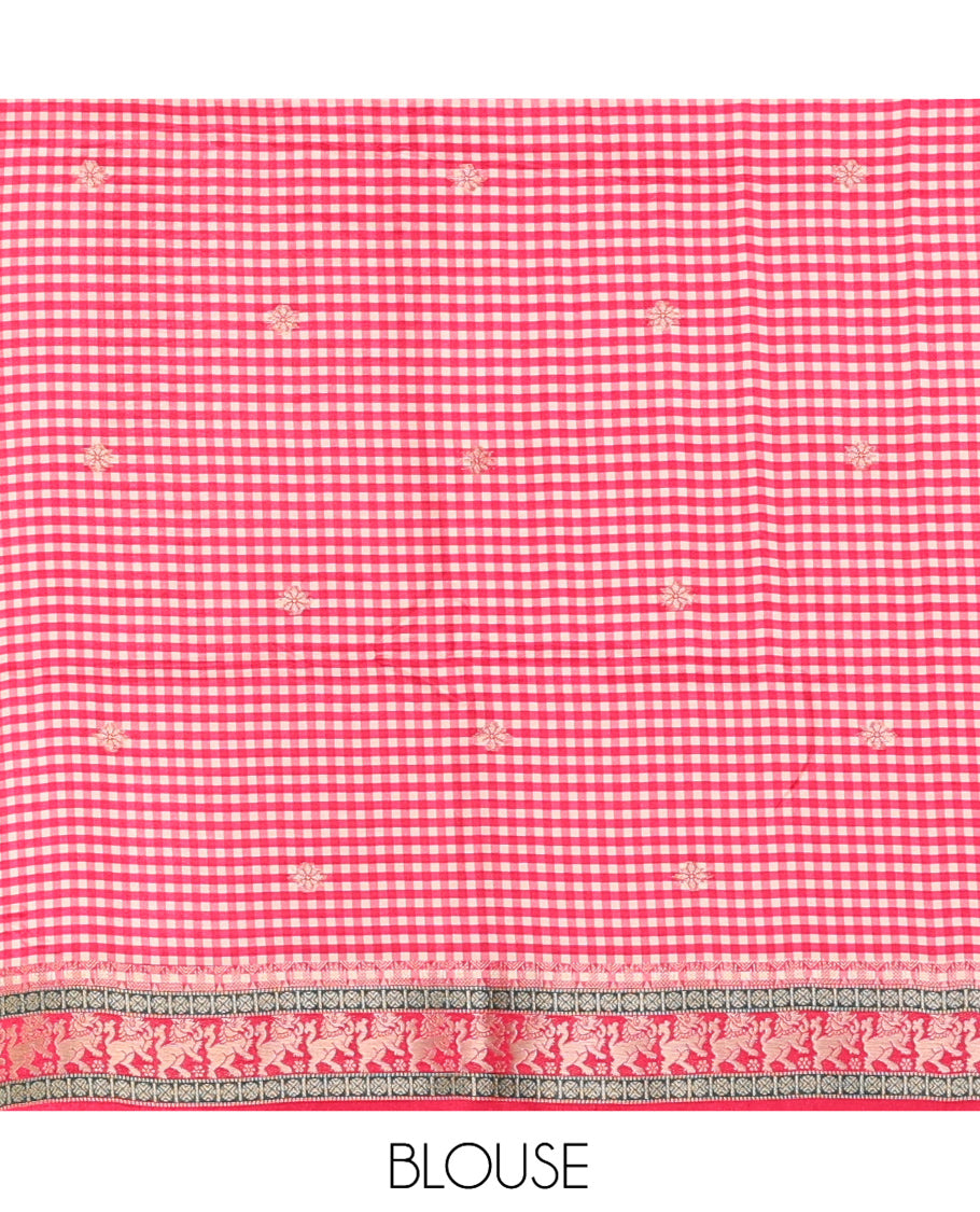 Rust Raindrop Butta Semi-Mysore Silk Saree