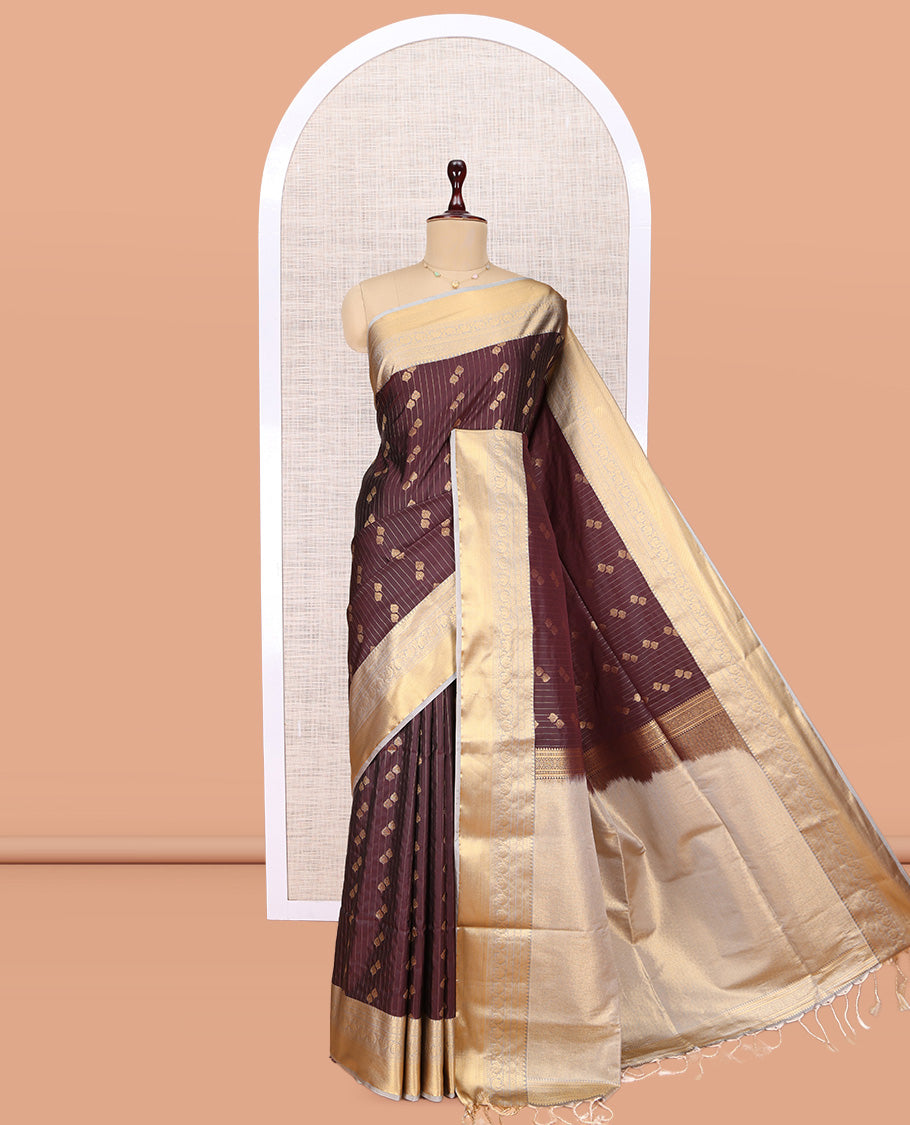 Maroon Traditional Stripes Budget Silk Saree