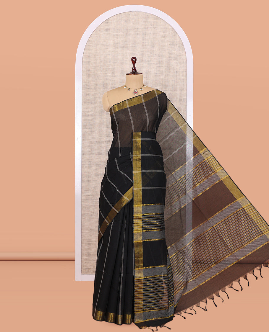 Black Jute Cotton Saree