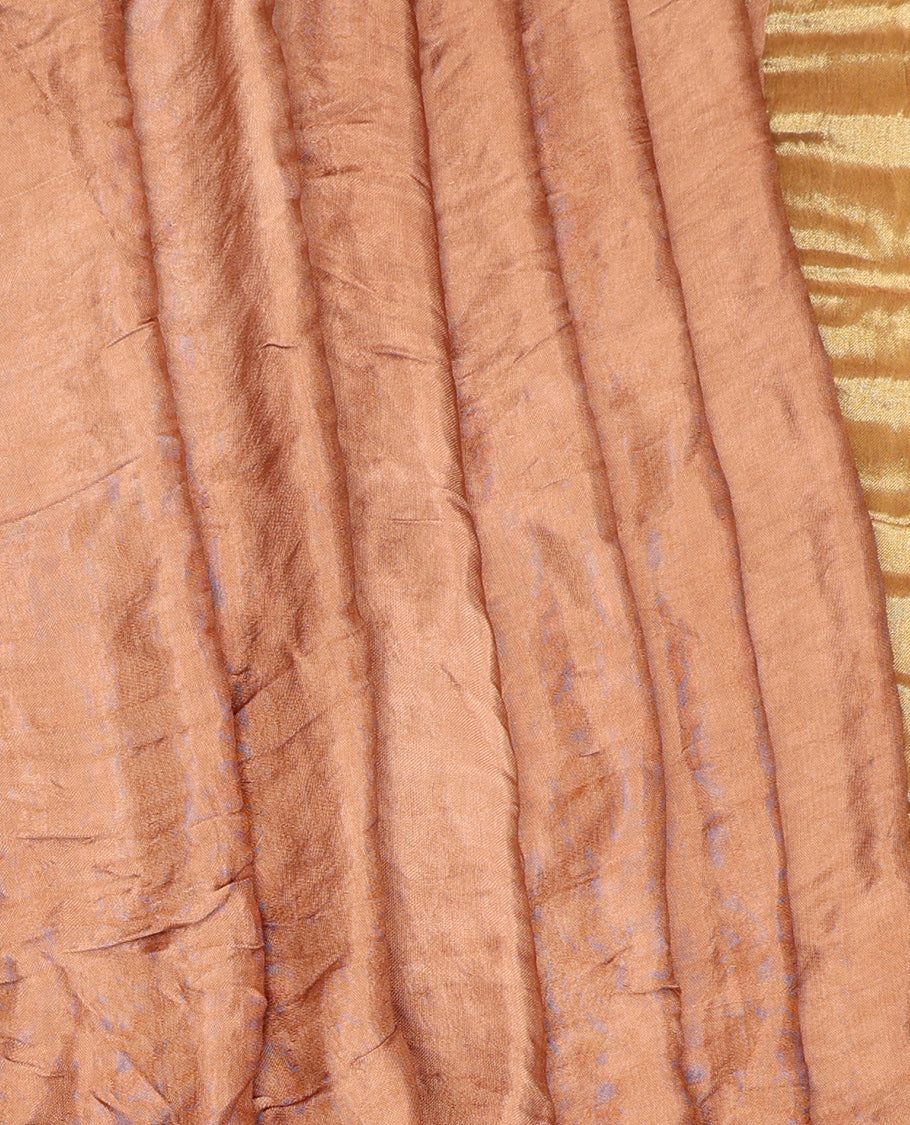 Borderless Brown Bandhani Dola Silk Saree