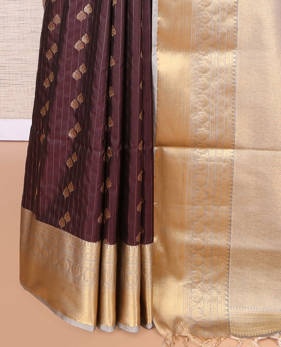 Maroon Traditional Stripes Budget Silk Saree