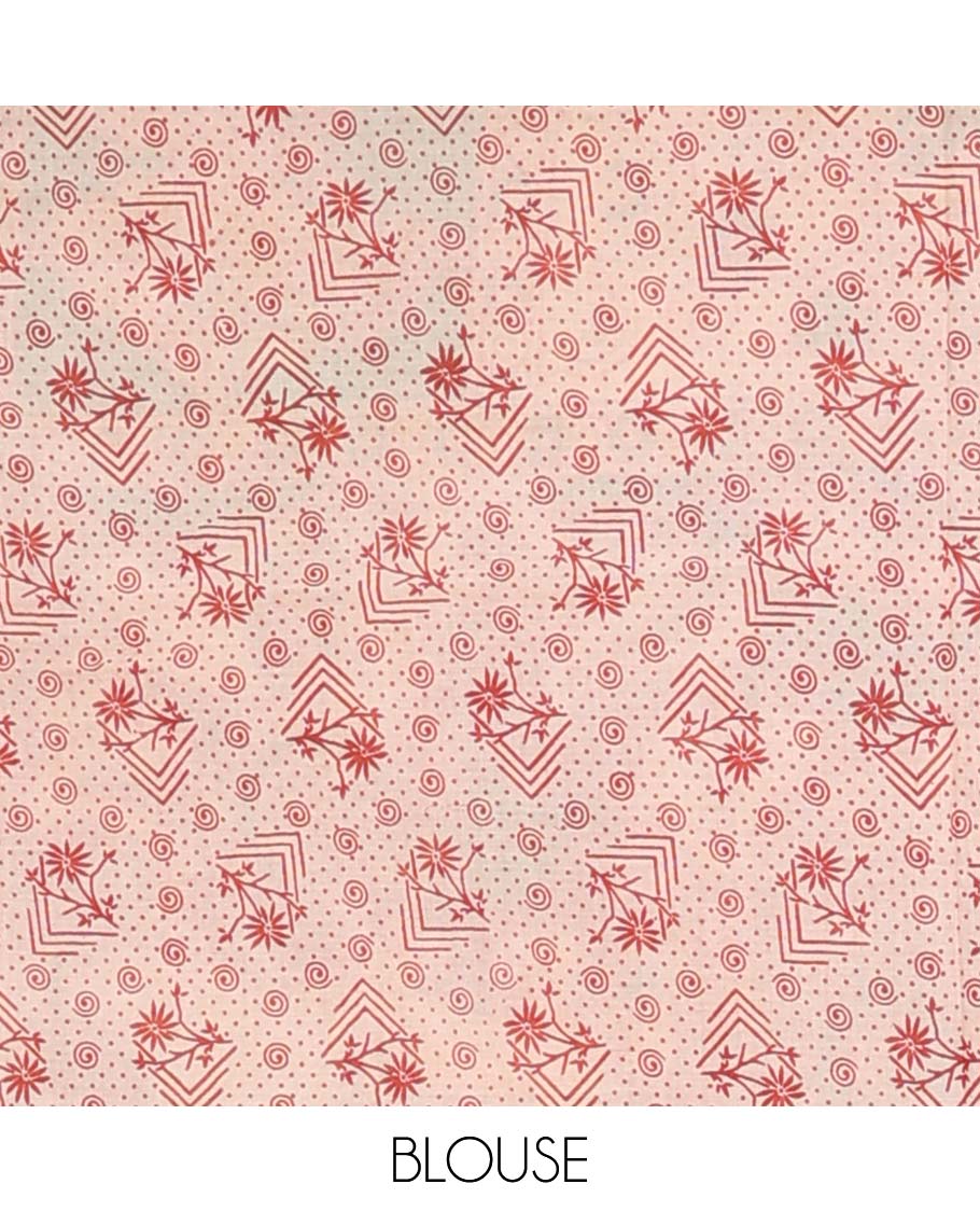 Cream human motifs machine-printed kalamkari cotton saree with contrast border & animal,floral motifs pallu