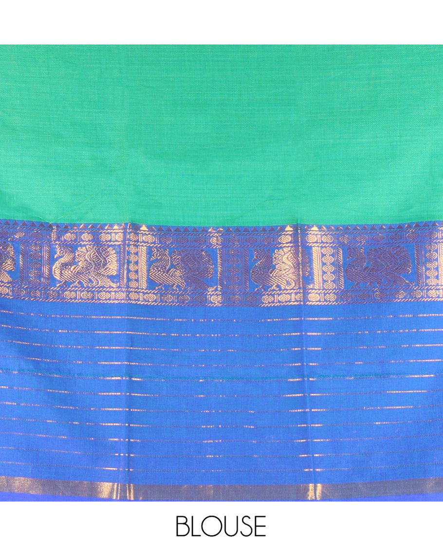 Green Plain Mercerised Cotton Saree