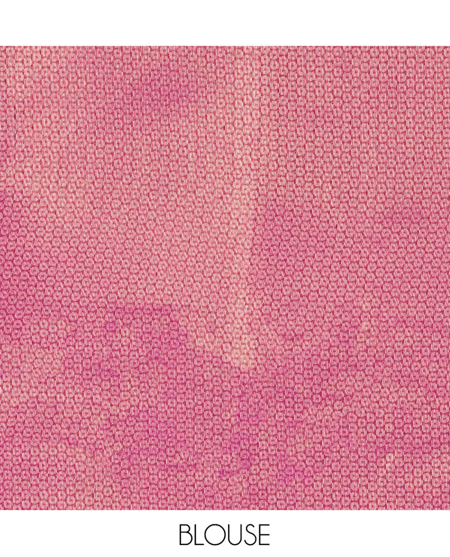 Magenta and Pink Kanchi Silk Saree, Subtly Enriched with Zari Buttas and Buttas Enclosed Checks On Its Body, Complemented by Zari Border, Jaal Pallu, and Paired with a Contrast Jacquard Blouse