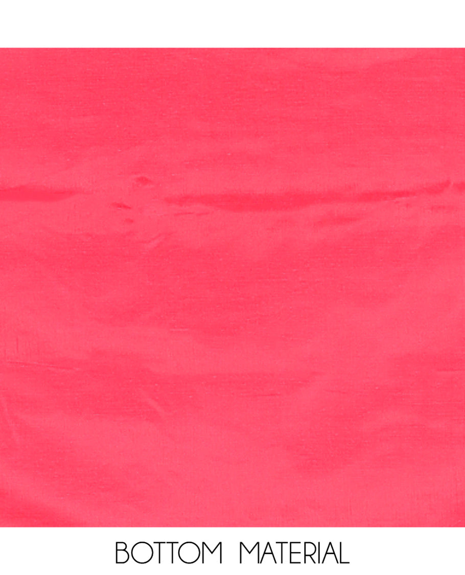 Chilly Red Fendi Organza Material Chudidar Fetaures Pom-Pom-Neckline Top, Plain Bottom, and Scallop Embroidered Dupatta