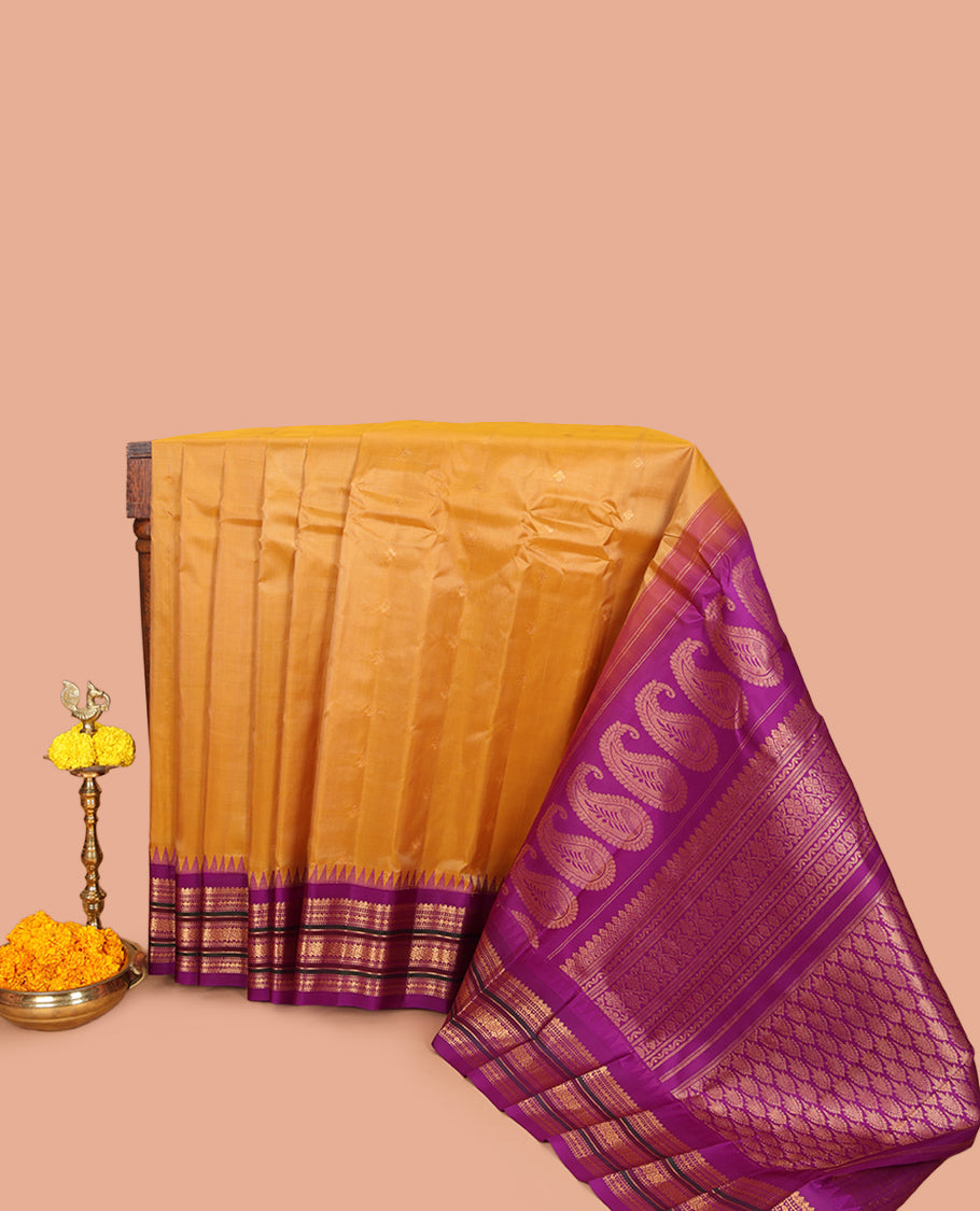 Yellow Gadwal Silk Mix Saree