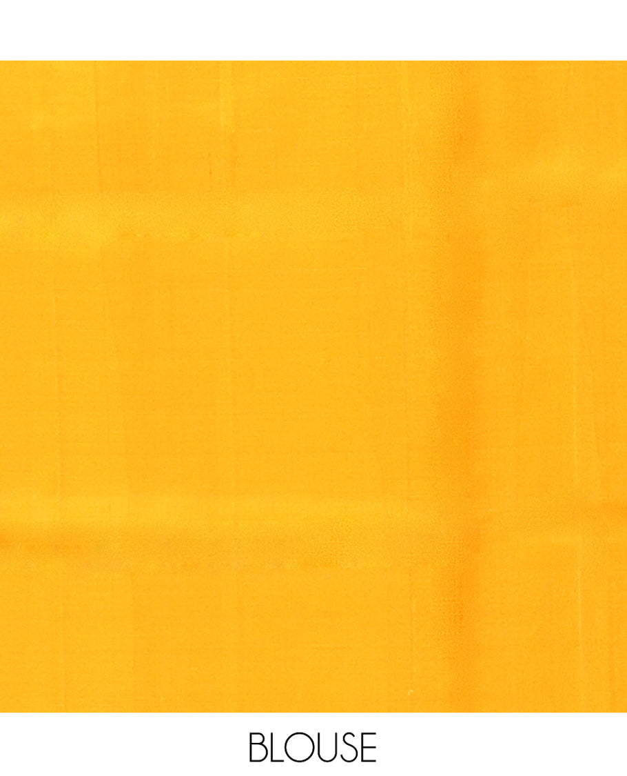 Borderless Orange Mayuri Soft Silk Saree, Sparsely Sparkled with Home Motifs All Over Its Body, Sparsely Woven Pallu of Unique Patterns, and Paired with a Matching Blouse