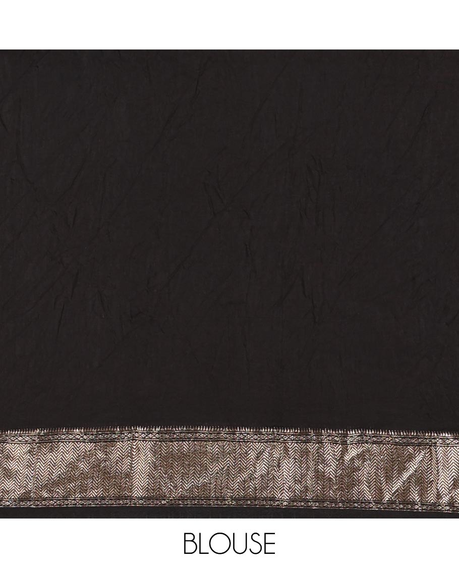 Chikku sunflower floral printed assam cotton saree, zari border of traditional motifs, striped pallu, and contrast blouse