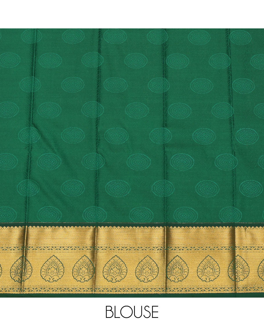 Brown Budget Silk Saree, Embellished with Jacquard Design, a Contrast Traditional Zari Border, Grand Pallu, and a Contrast Blouse