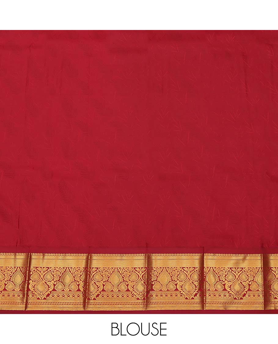 Blue Budget Silk Saree, Adorned with Floral Vine Design, Complemented by Contrast Traditional Zari Border, a Jaal Pallu and a Contrast Blouse