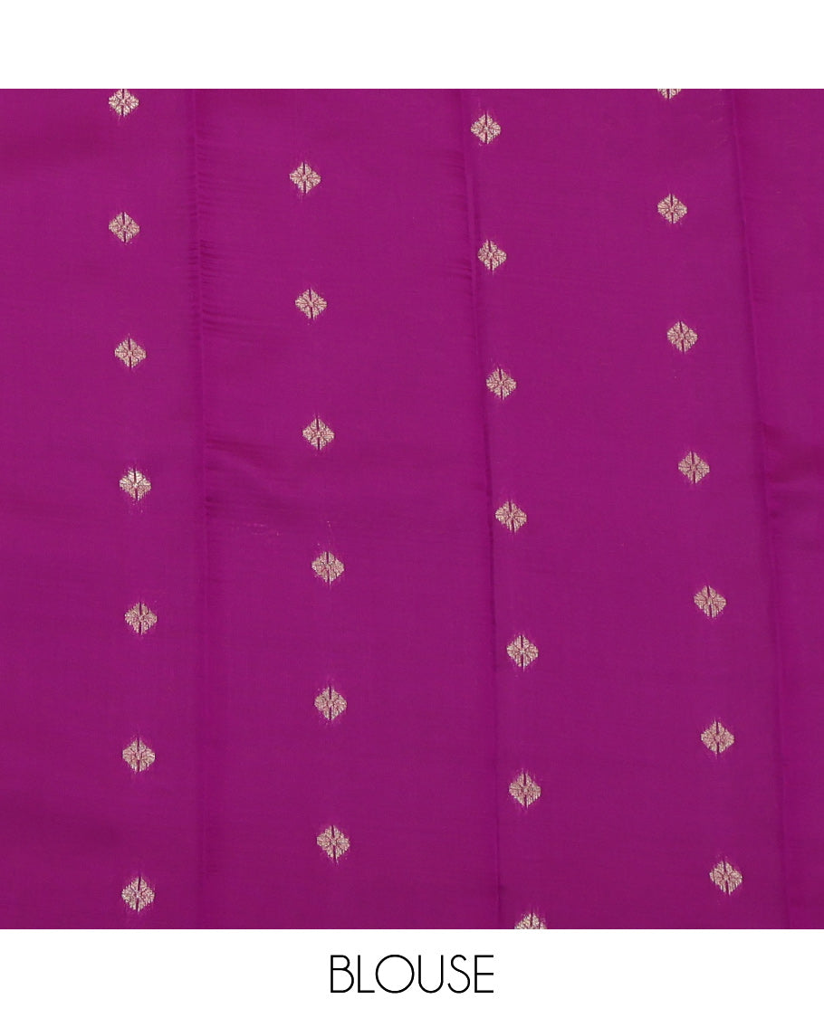 Pista Green Litchi Saree, Enriched with Zari Buttas and Stripes, a Contrast Traditional Zari Border, a Grand Pallu, and a Contrast Blouse