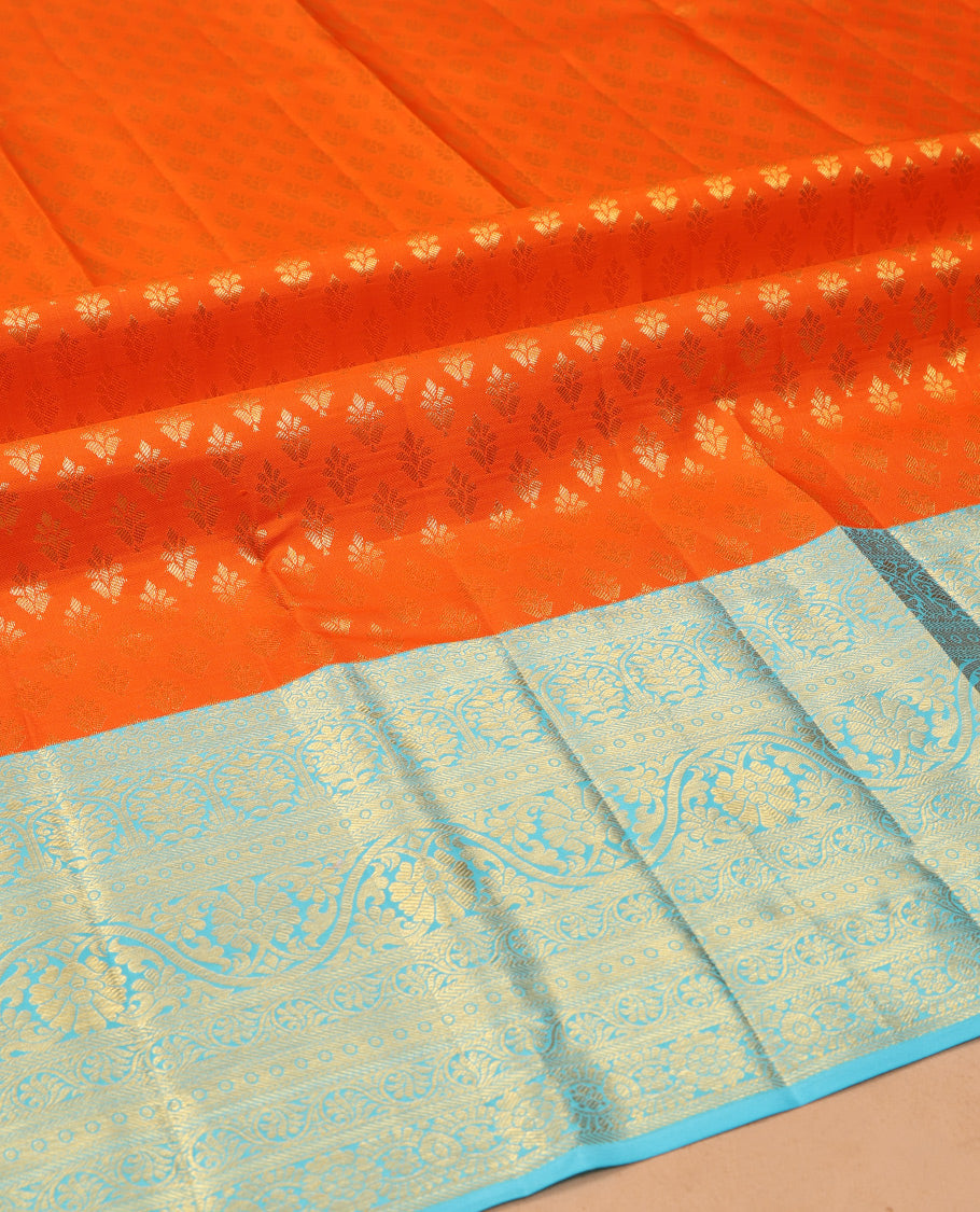 Orange Pure Silk Pavadai Material Set