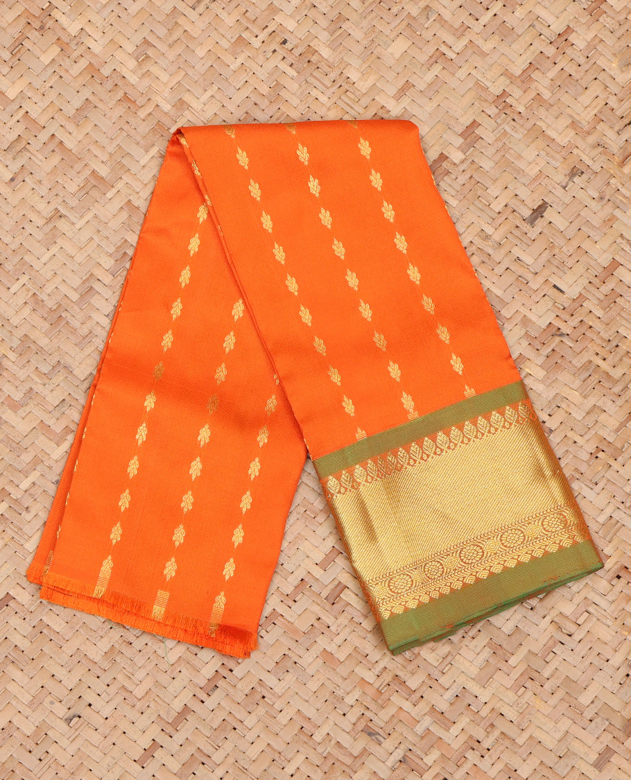 Orange Pure Silk Navarathna Pavadai Material Set
