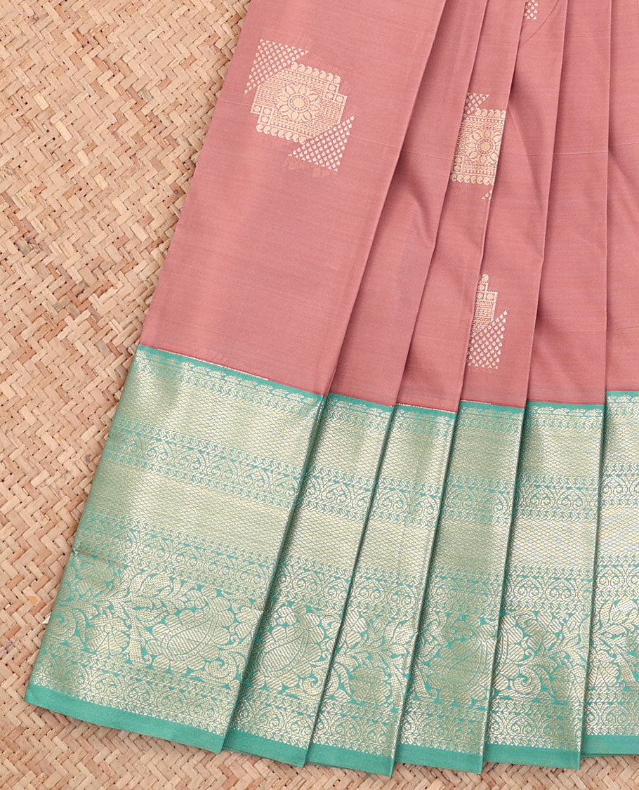 Rose Wood Pink Budget Silk Saree, Embellished with Zari Buttas All Over Its Body, Complemented by a Contrast Traditional Zari Design Border, Grand Pallu, and Paired with a Contrast Blouse