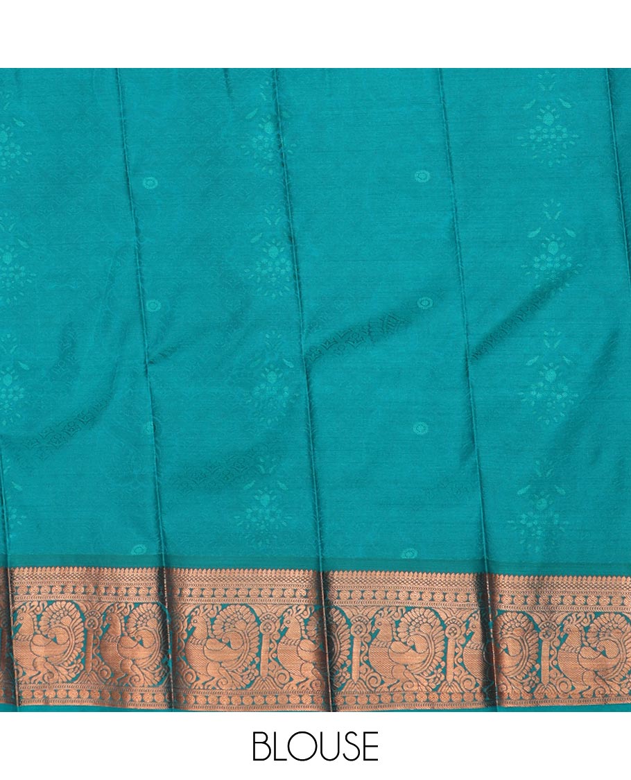 Red jacquard gift saree, contrast traditional zari rettai pettu border, and zari-rich jaal pallu