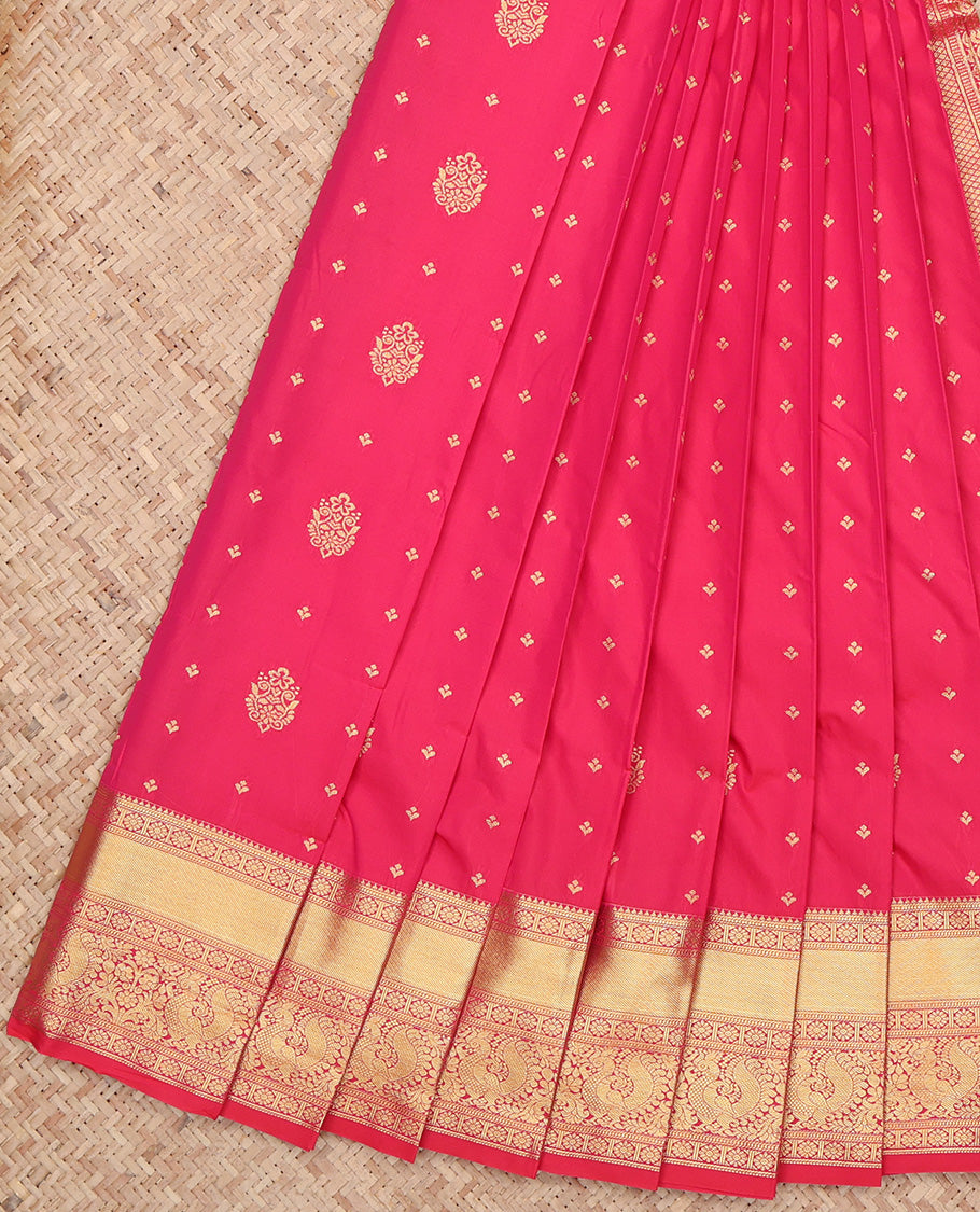 Pink Traditional Zari Butta Budget Silk Saree