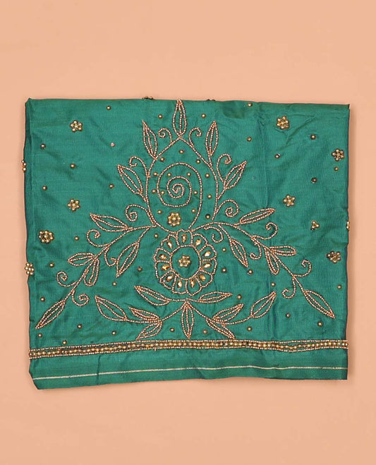 Green floral design aari embroidered material blouse