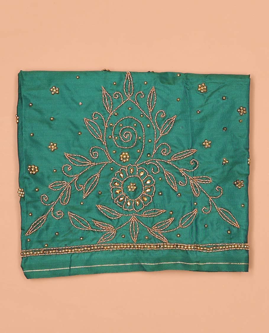 Green floral design aari embroidered material blouse