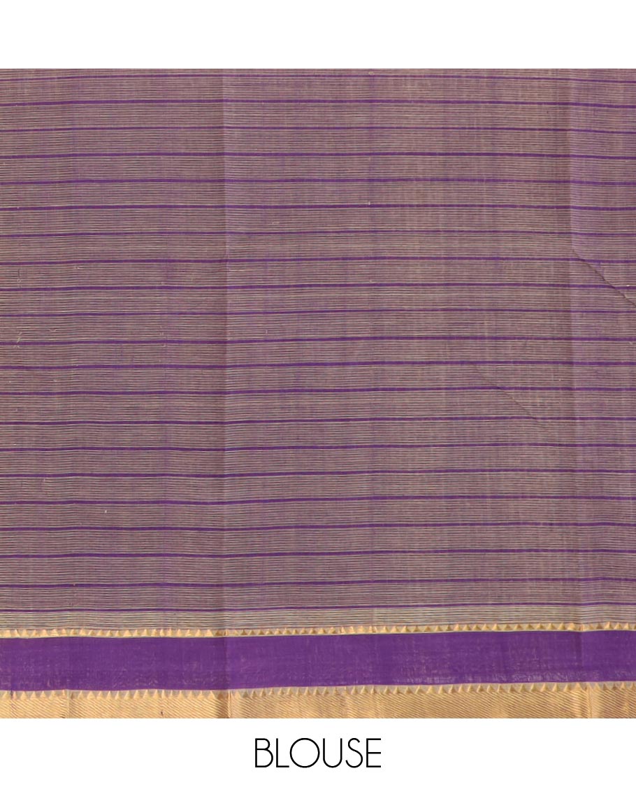 Yellow checked Mangalagiri cotton saree with temple zari border, and striped pallu