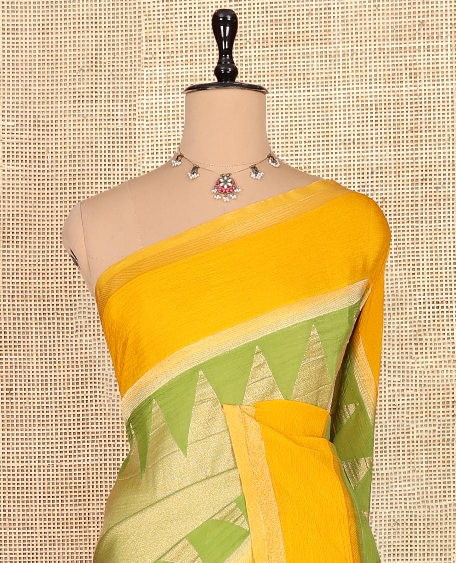 Parrot Green Wrinkle Crepe Saree