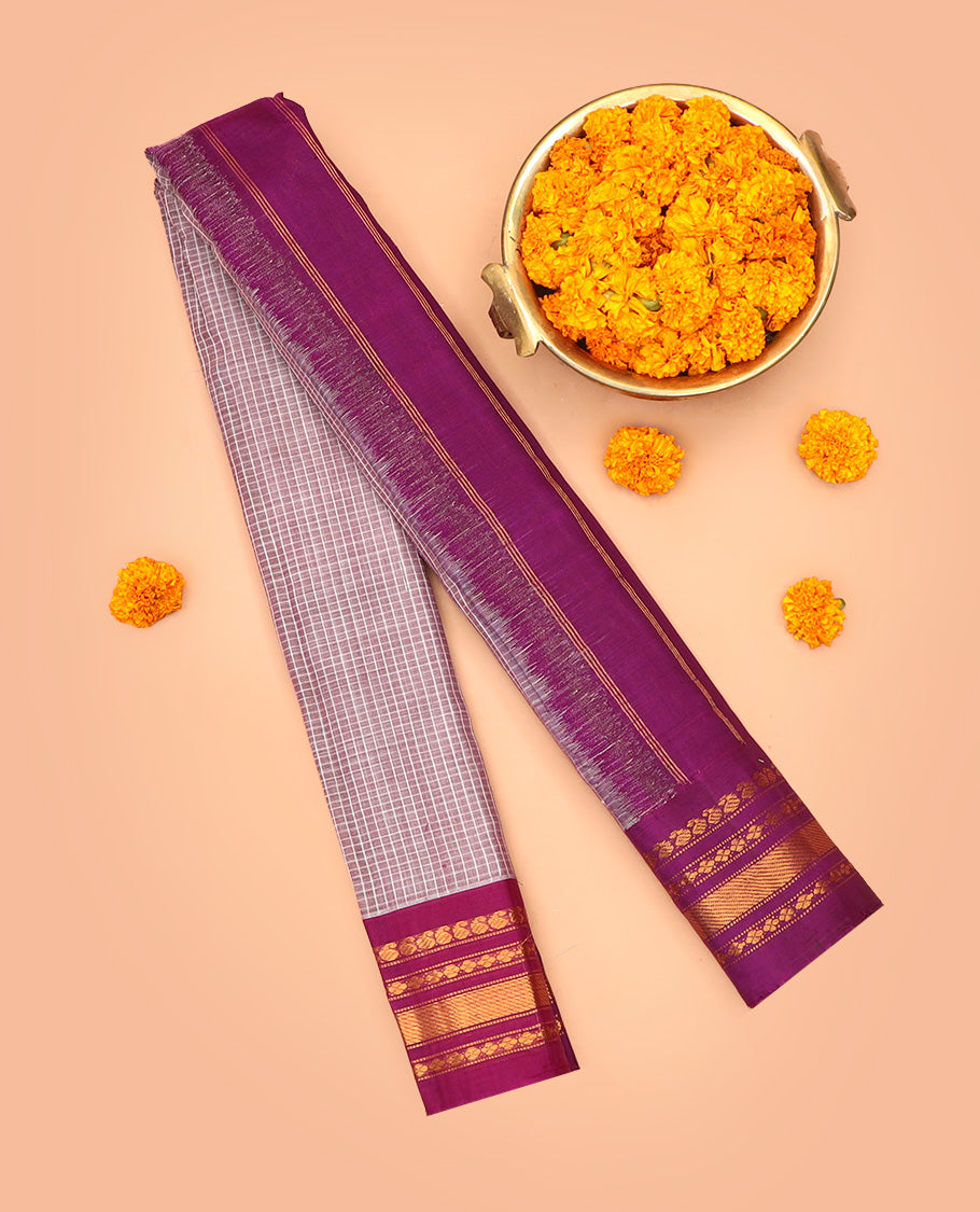 Light Purple Gadwal Cotton Saree