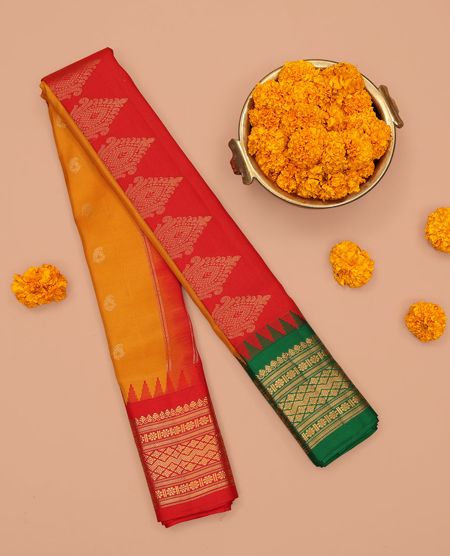 Orange Gadwal Silk Saree