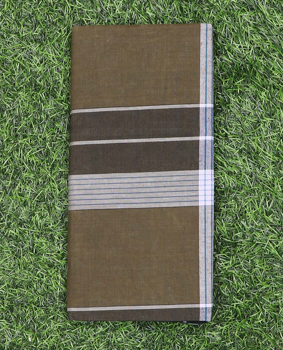 Brown vertical and horizontal striped cozy cotton lungi