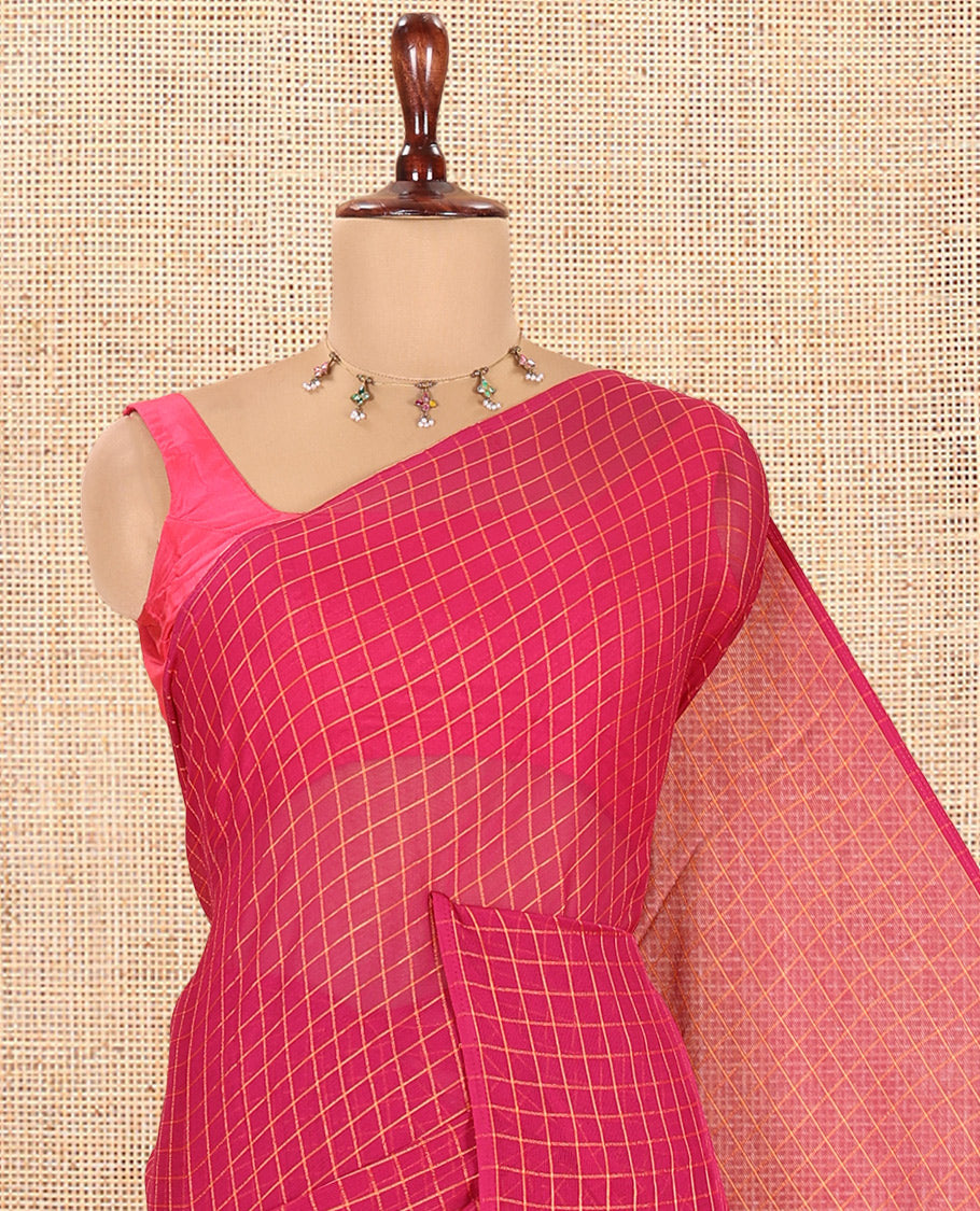 Borderless Magenta Chiffon Saree