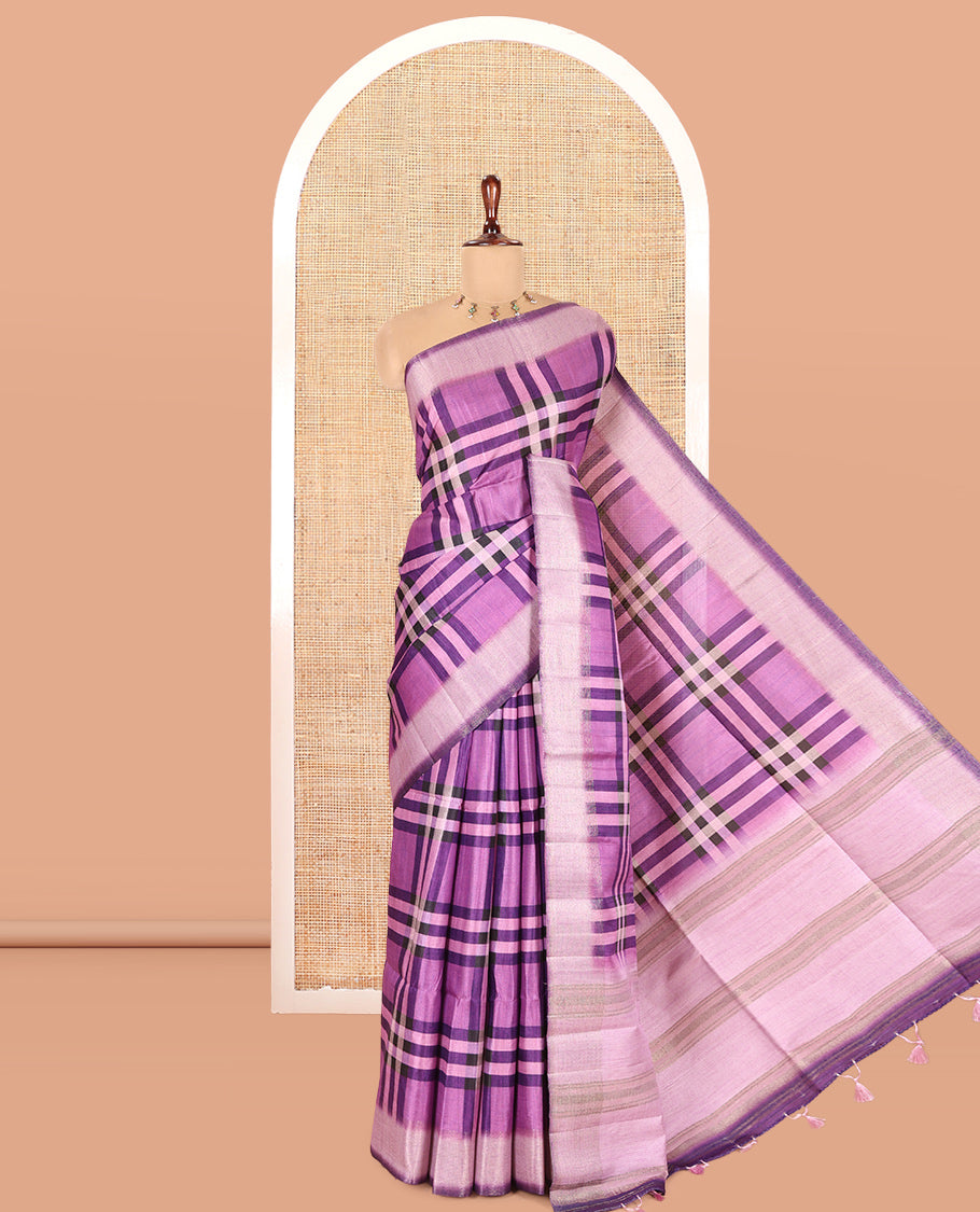 Lavender Fancy Tussar Silk Saree