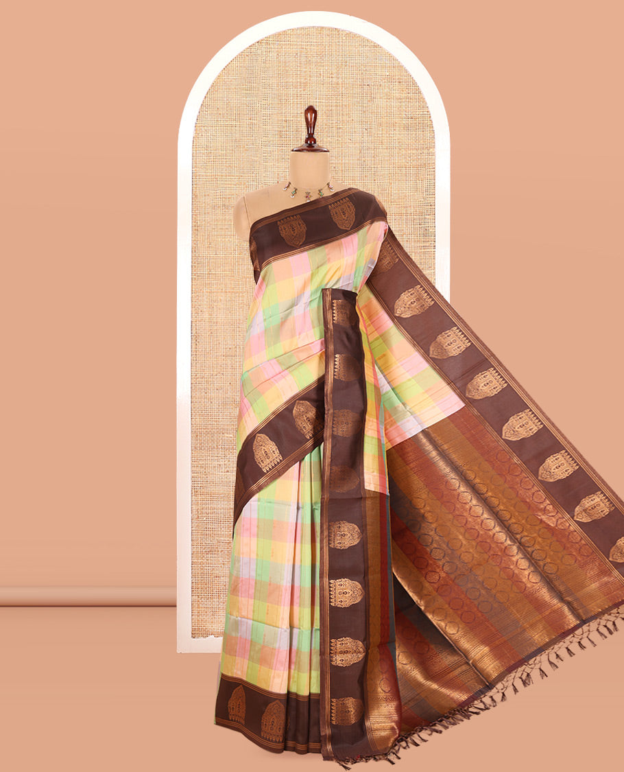 Dark Brown Fancy Softy Silk Saree