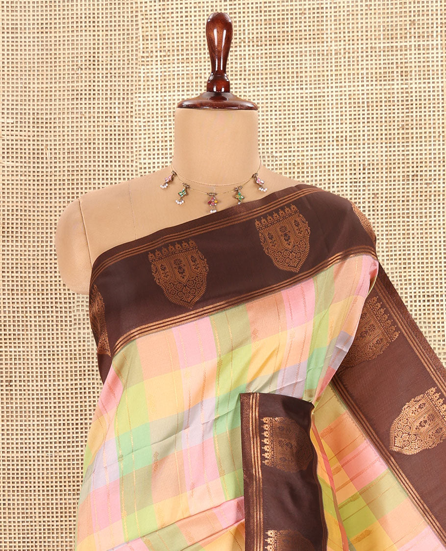 Dark Brown Fancy Softy Silk Saree
