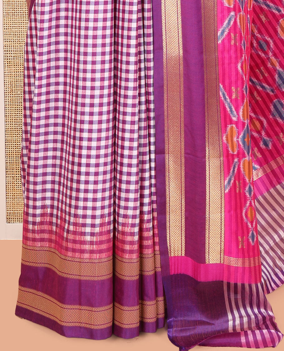 Purple Chettinad-Style Soft Silk Saree
