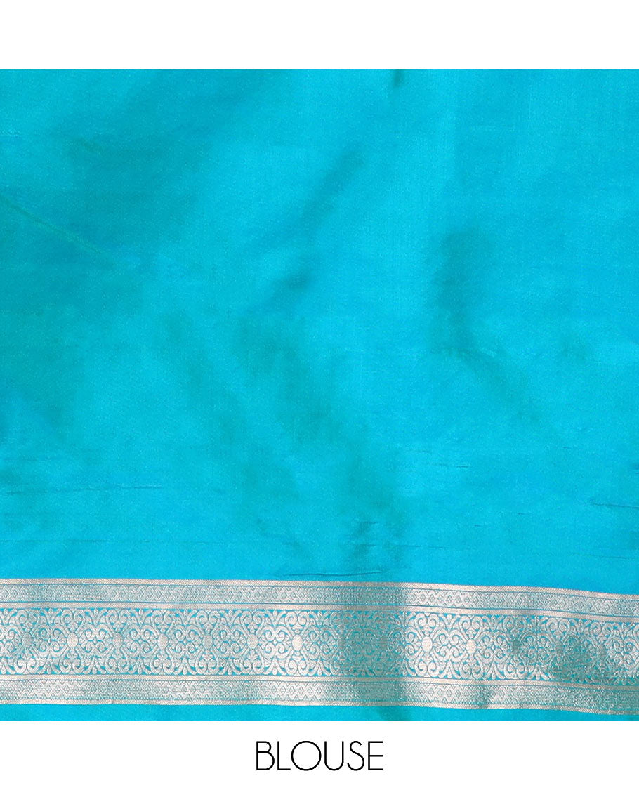 Green striped and zari buttas silk saree with contrast vanasingaram border of yaanai, killi, and kodi visiry designs, and jaal pallu