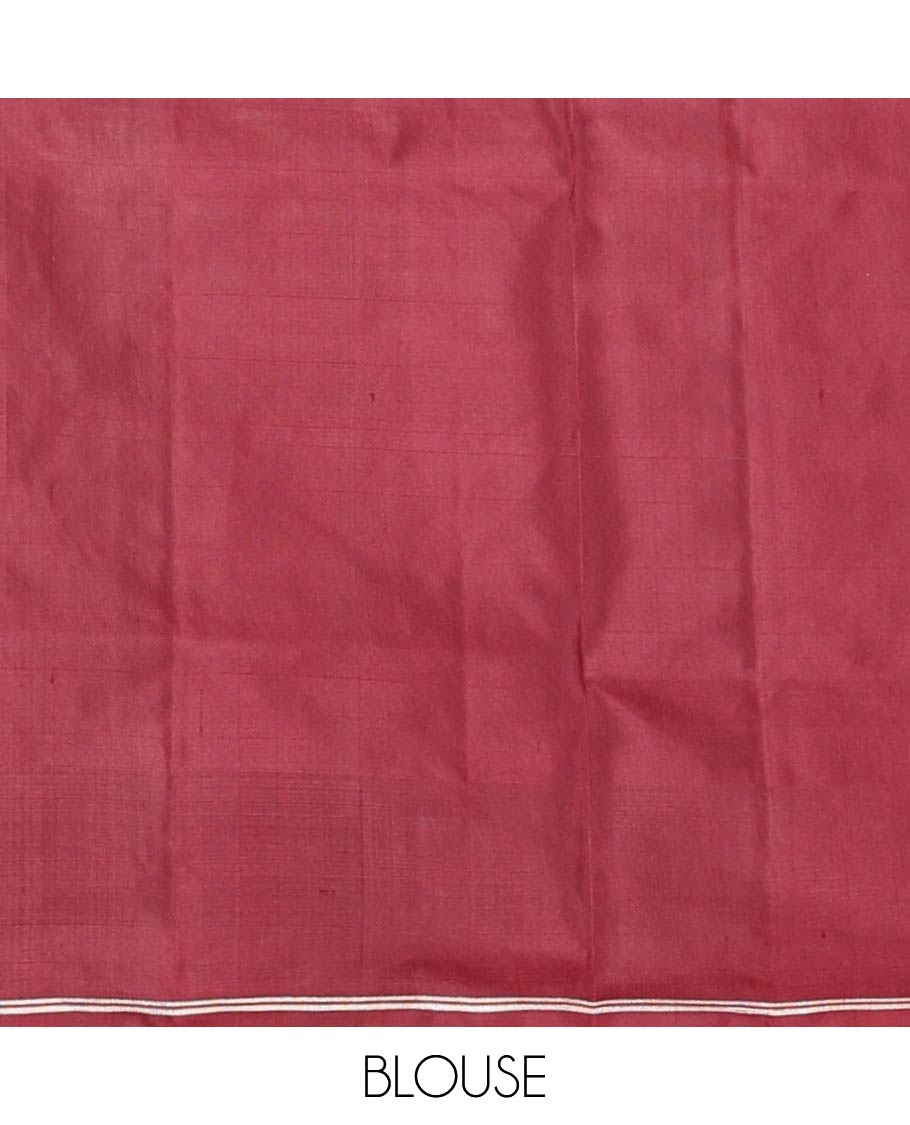 Brown elephant buttas soft silk saree, contrast elephant buttas border, and pallu steeped with elephant buttas